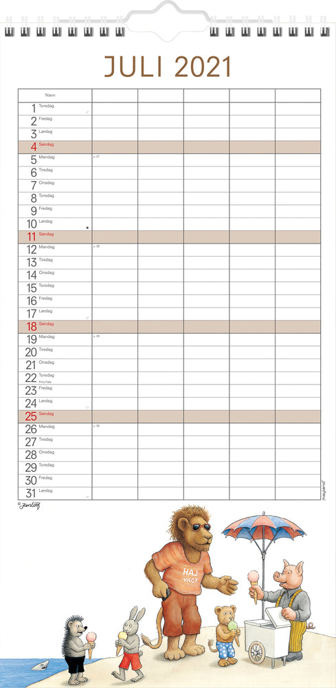 Familiekalender jan lööf  2021 22 x 43 cm Mayland
