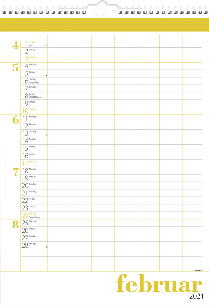 Familiekalender stor 7 kol. 2021 34 x 48 cm Mayland