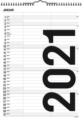Familiekalender A4 sort/hvid 2 kol. 2021 Mayland
