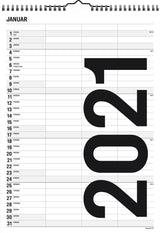 Familiekalender 24 x 34 sort/hvid 3 kol. 2021 Mayland