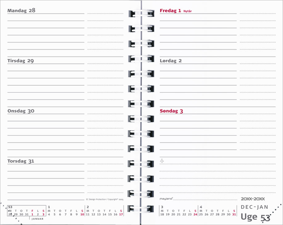 Mini planner uge tværformat vinyl sort 2021 Mayland