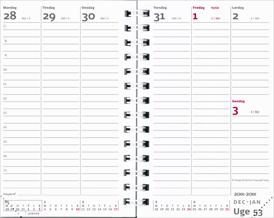 Mini planner højformat refill 2021 8 x 13 cm Mayland