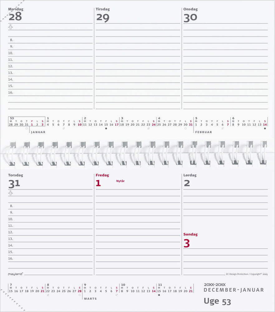 Business weekplanner vinyl sølv 2021 21 x 15 Mayland