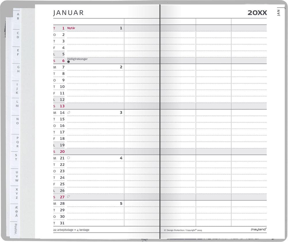 Familiekalender m/illu 4 kol. 2021 9 x 17 cm Mayland