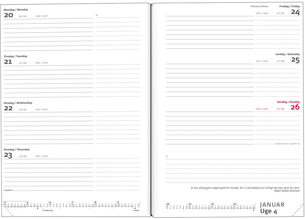 Ugekalender A5 international 2021 Mayland