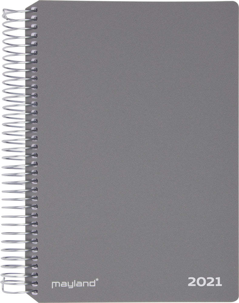Spiralkalender 1 dag pp grå 2021 12 x 17 cm Mayland