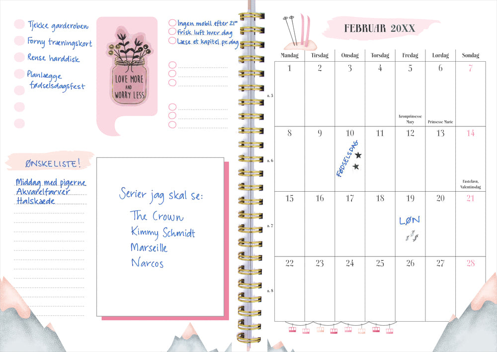 Life Planner Pink, uge