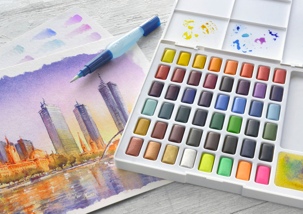 Watercolour Faber-Castell 48 ass i palette+water brush