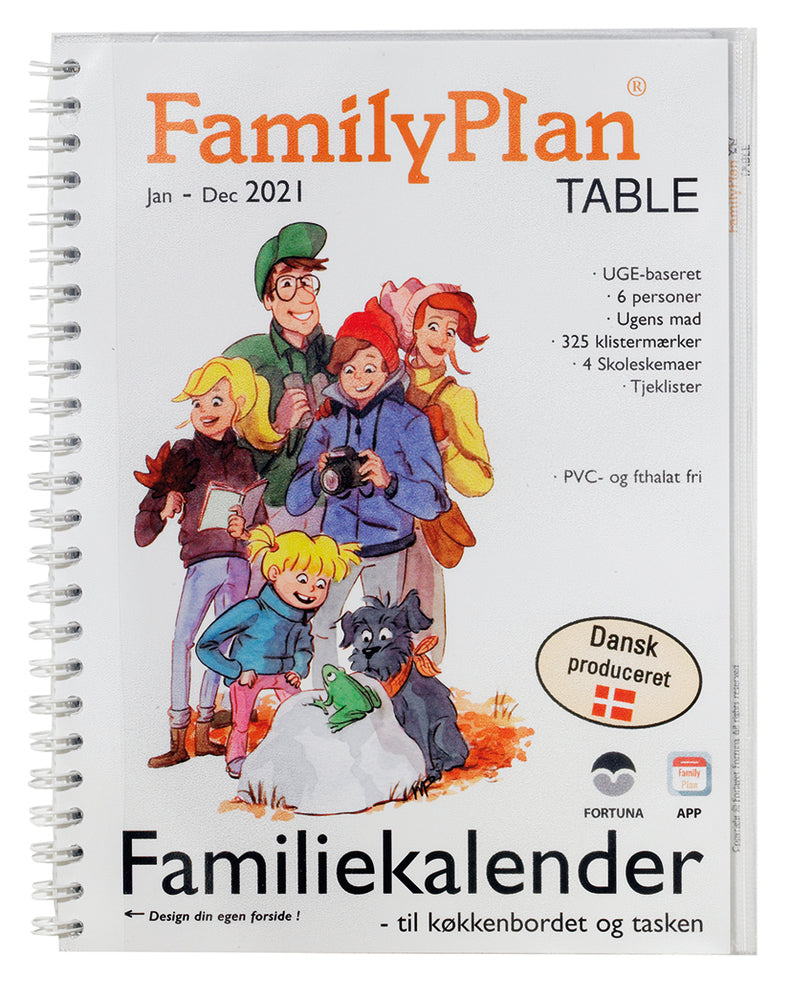 Familiekalender 2021 familyplan table 6 person