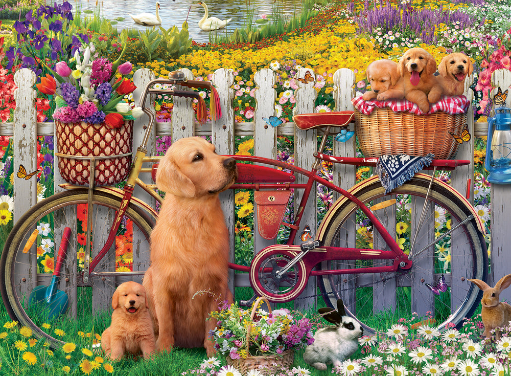 Puslespil cute dogs in the garden 500 brikker