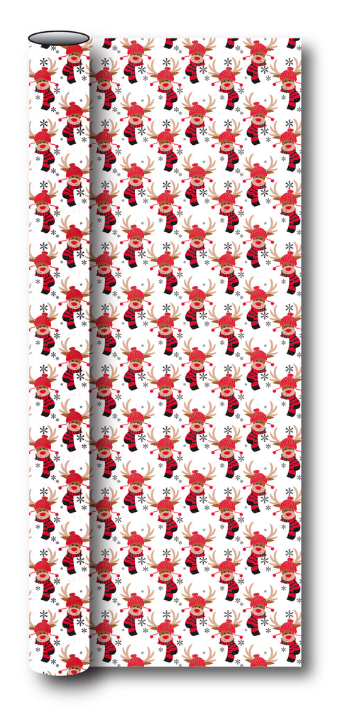 Gavepapir hvid rensdyr 3 m x 70 cm