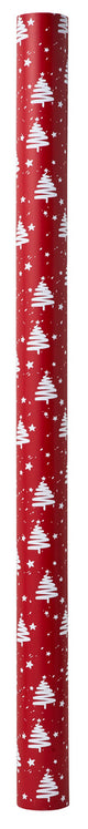 Gavepapir rød m/juletræ hvide 3 m x 70 cm