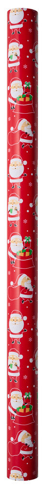 Gavepapir rød julemand/pakker/juletræ 3 m x 70 cm