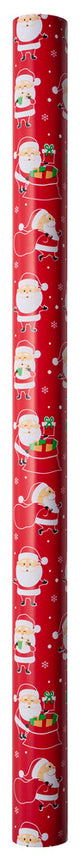 Gavepapir rød julemand/pakker/juletræ 3 m x 70 cm