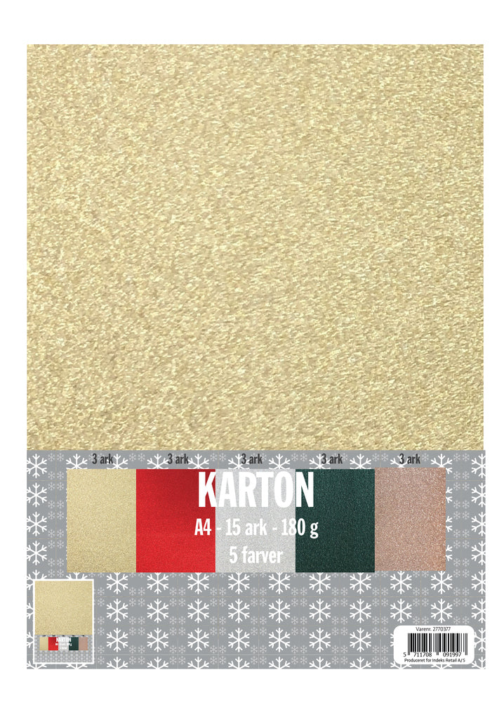 Karton A4 15 ark ass 5 glitter farver