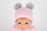 Tiny treasures dukke blond girl in rose pom pom outfit