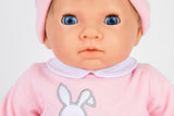 Tiny treasures dukke blond girl in rose pom pom outfit