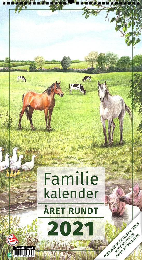 Familiekalender året rundt på bondegården 2021 m/5Kolonner