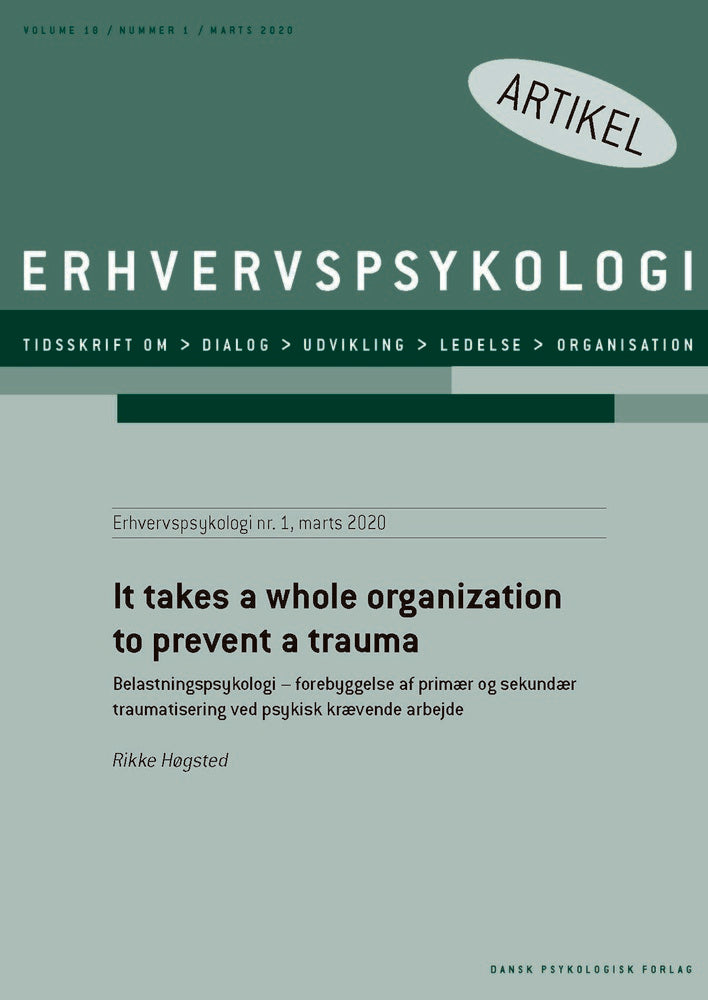 it takes a whole organization to prevent a trauma