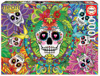 Puslespil neon sugar skulls 1000 brikker