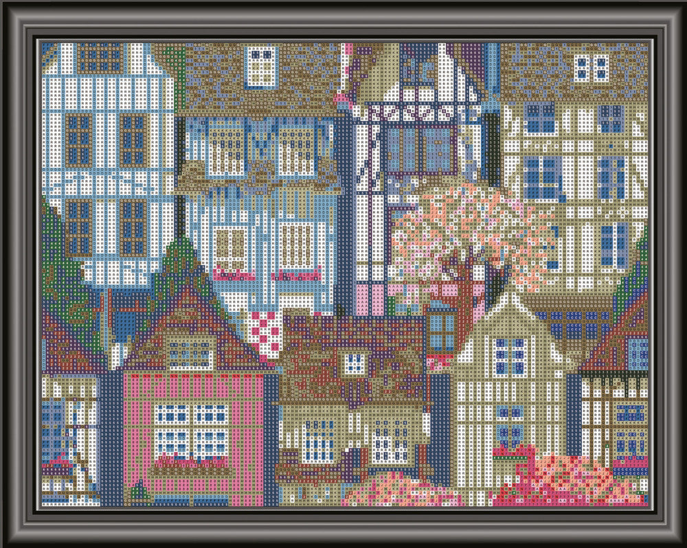 Diamond Art huse lærred m/ramme 40x50 cm