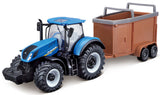 N.H. T7.615 traktor med dyrtrailer 10 cm