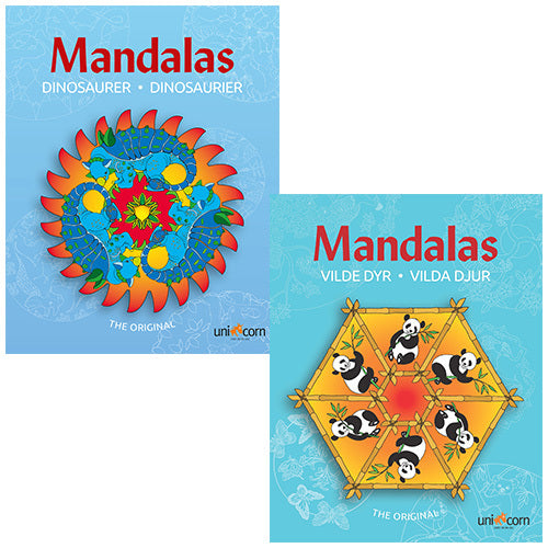 Mandalas malebøger - Vilde Dyr & Dinosaurer - 2 stk.