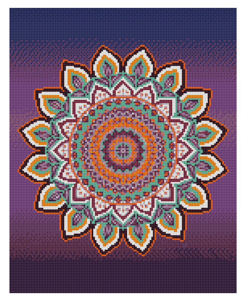 Diamond Art lærred mandala blomst lilla nuancer 40x50 cm