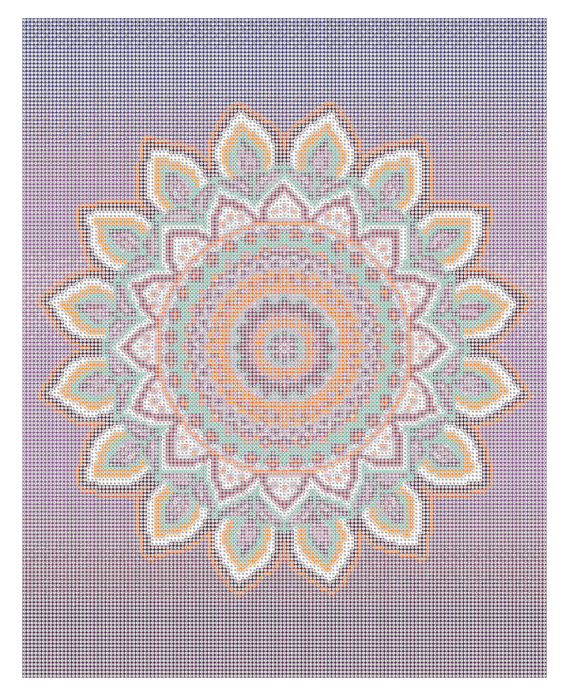 Diamond Art lærred mandala blomst lilla nuancer 40x50 cm