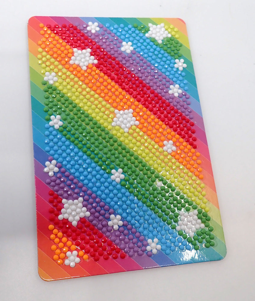 Diamond Art striber regnbue farver  m/stjerner 10x15 cm