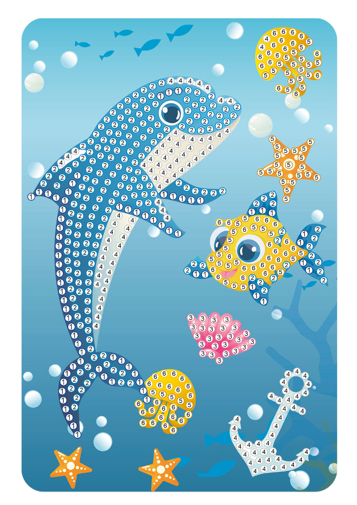 Diamond Art delfin, nemo fisk  10x15 cm