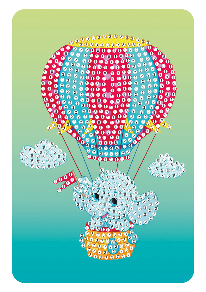 Diamond Art babyelefant i luftballon 10x15 cm