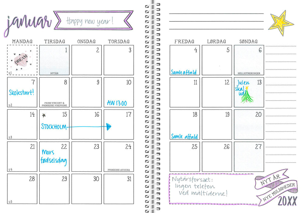STUDIEKALENDER 21/22 MAYLAND A5 DOODLE II UGE