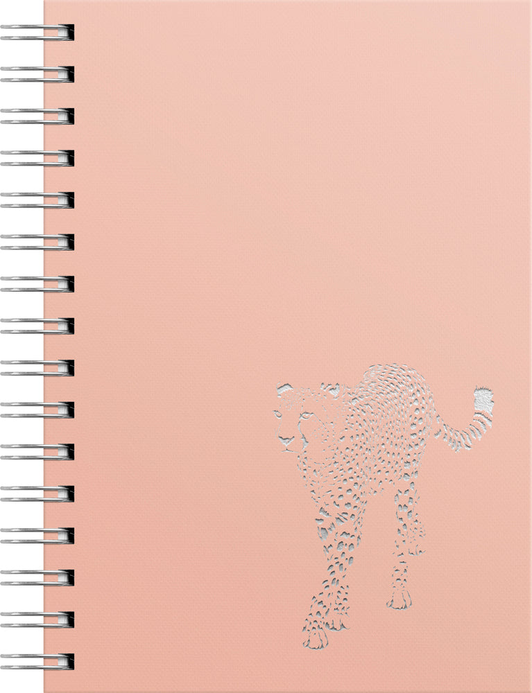 NOTESBOG A5 CHEETAH BEIGE M/SØLV FOIL M/SPIRAL LINJERET 70G