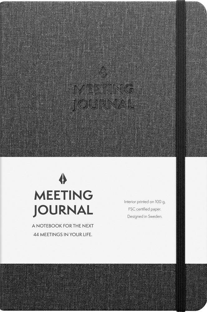 Meeting journal indbundet kunstskind m/elastik 14 x 21 cm