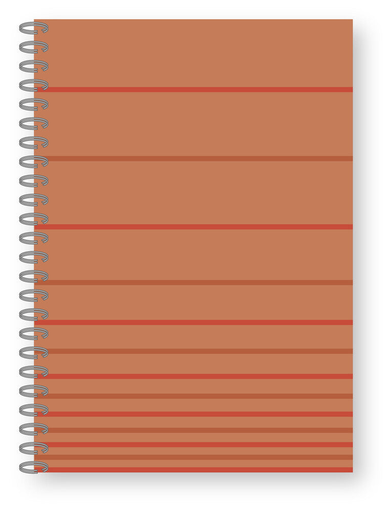 Notesbog spiral A5 linjeret orange m/lak tynde striber
