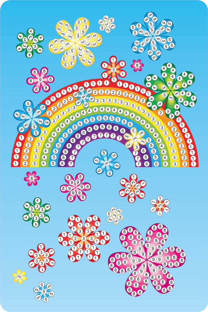 Diamond Art regnbue/blomster 10 x 15 cm