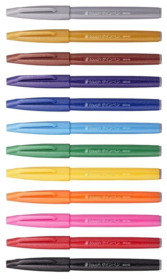 PENTEL FIBERPEN Brush Sign SES15C sæt m/24 ass Farver