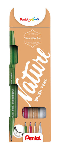 PENTEL FIBERPEN Brush Sign SES15C NATURE sæt m/4 STK