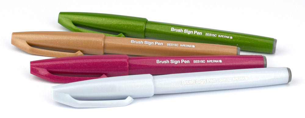 PENTEL FIBERPEN Brush Sign SES15C NATURE sæt m/4 STK