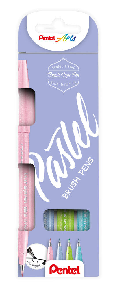 PENTEL FIBER Brush Sign SES15C PASTEL sæt m/4 STK