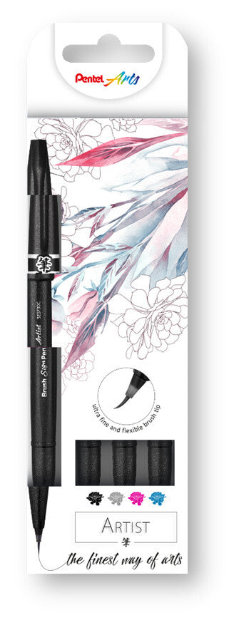 PENTEL PEN Sign ARTIST SESF30C sæt m/4 ass farver