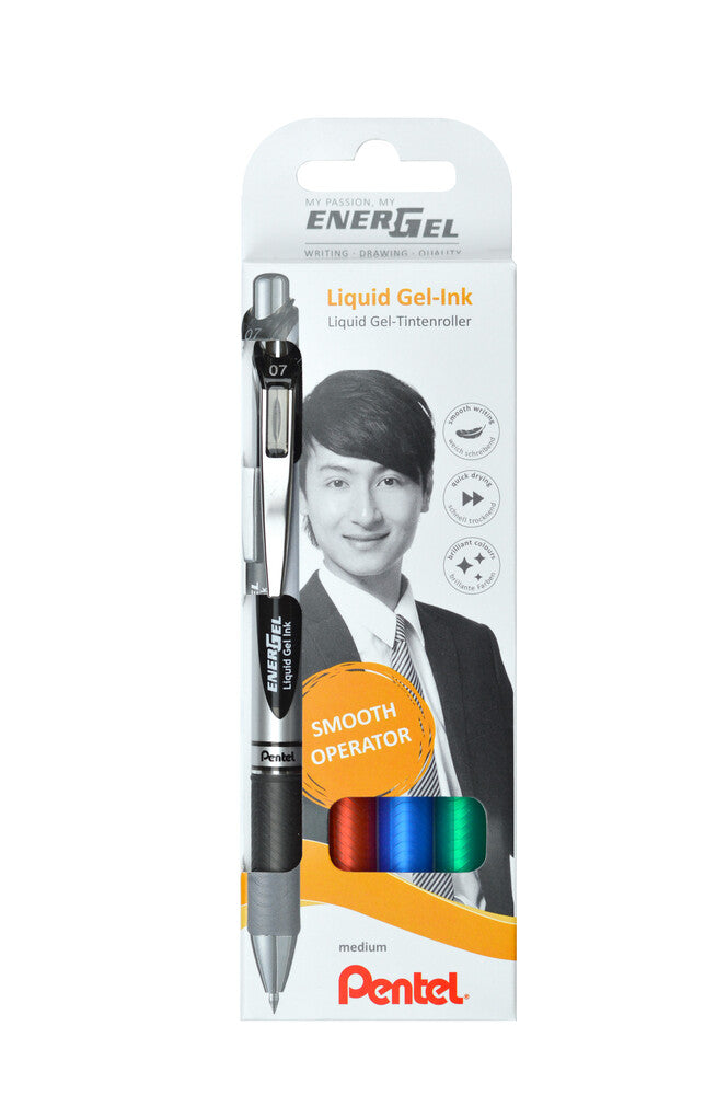 Roller Pentel BL77-4 Energel sæt 4 sort,rød,blå,grøn
