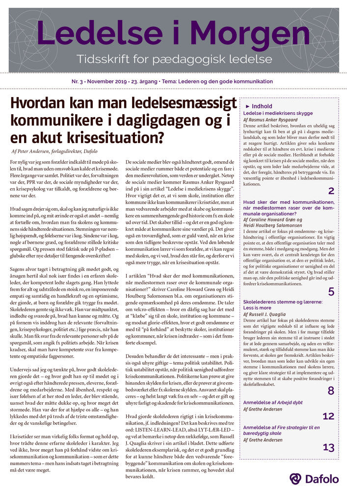 Ledelse i Morgen. Nr. 7. April 2020 (E-tidsskrift, pdf)