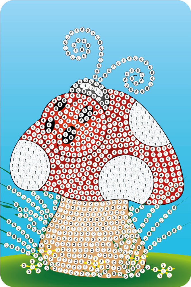 Diamond Art mariehøne/svamp 10 x 15 cm