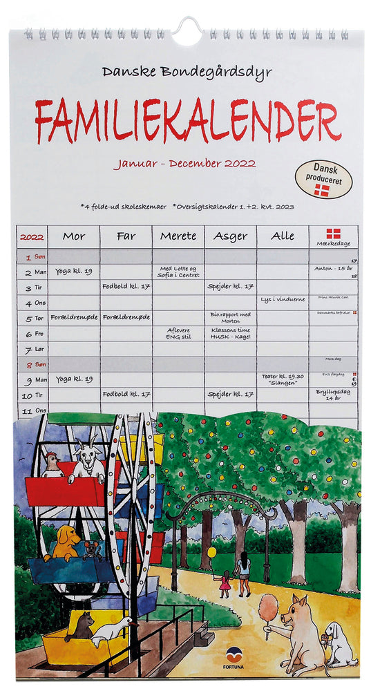 Familiekalender 2022 dyr 5 person