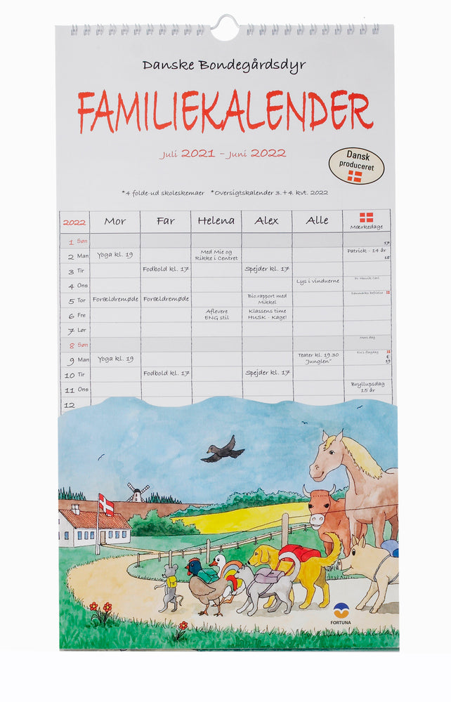 Familiekalender dyr 2021/22 5-pers.
