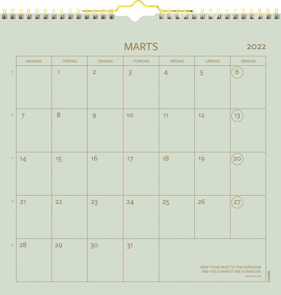 Vægkalender color 2022 30 x 30 cm Mayland