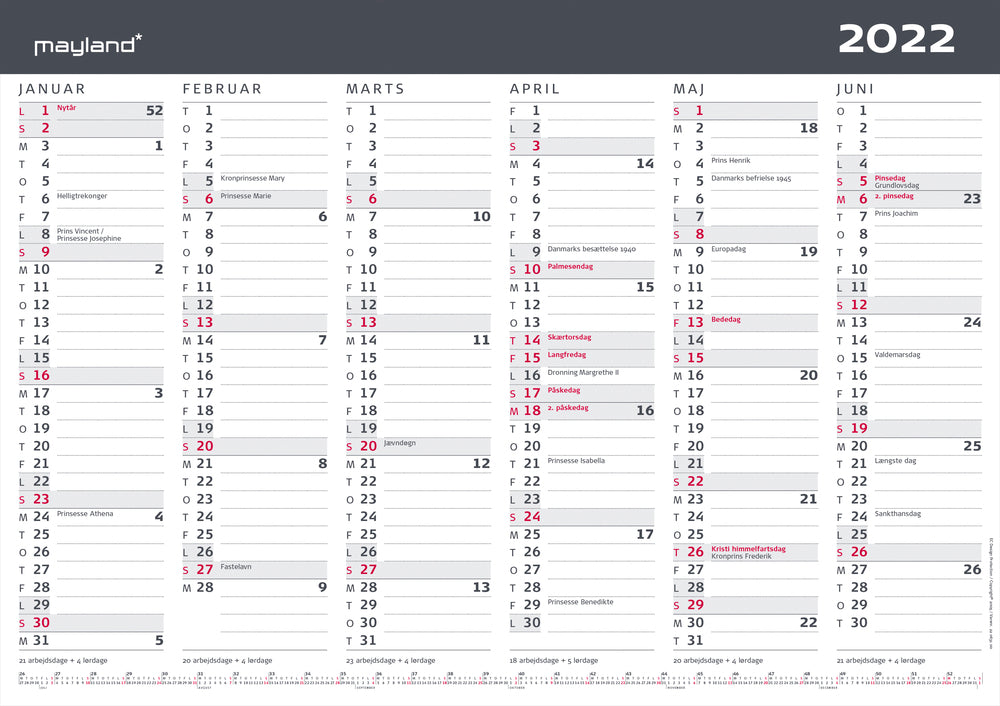 Kontorkalender A3 moderne 2022 42 x 30 cm Mayland