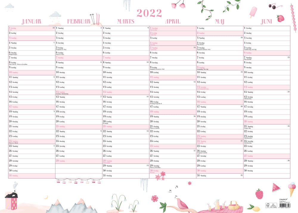 Vægkalender annies 2022 70 x 50 cm Mayland
